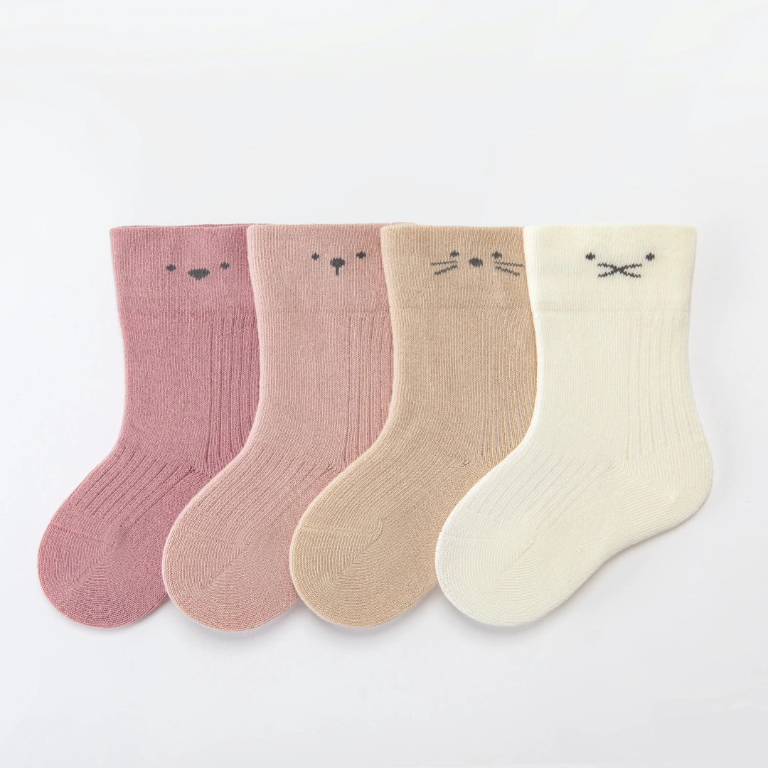 Baby’s Minimalist Line Art Ribbed Socks 4-Pack