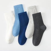 Kids' 97% Cotton Ribbed Socks Cool Blue 5-Pack
