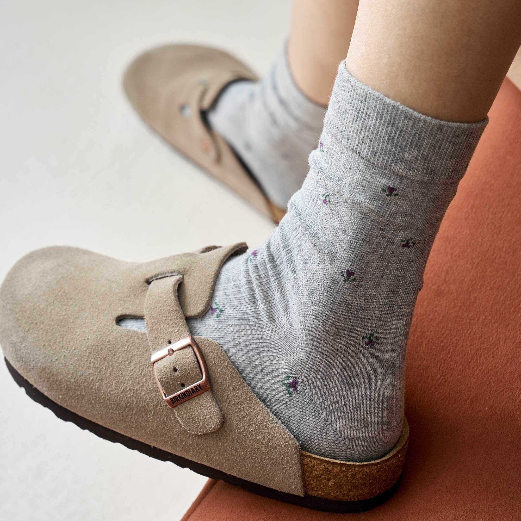 Women's Ditsy Floral Ribbed Cotton Socks - Single Pair