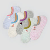 Women's Space-Dye Embroidered No-Show Socks (5-Pack)