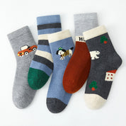 Kid's Winter Wool Blend Thermal Crew Socks 5-Pack