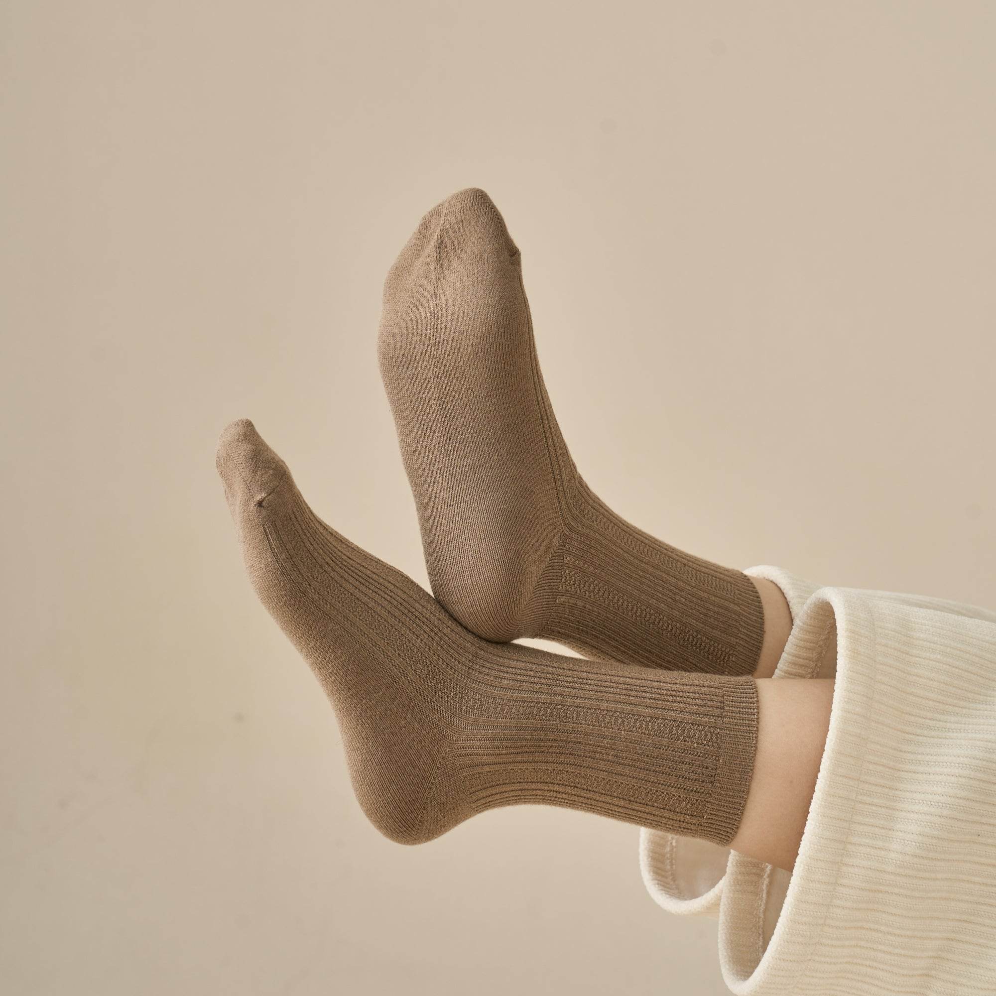 Women's Luxury Wool & Silk Ribbed Socks - Single Pair