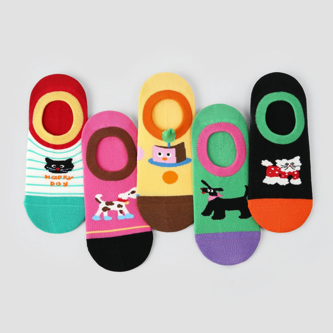 Women's Fun & Whimsical Summer Pattern No-Show Socks (5-Pack)