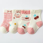 Baby’s Cherry & Bunny Cream Socks 4-Pack