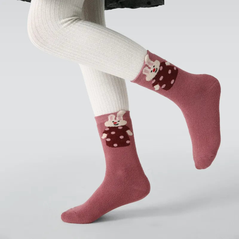 Kid's Cute Pop-Up Ear Bunny Socks - 5 Pairs