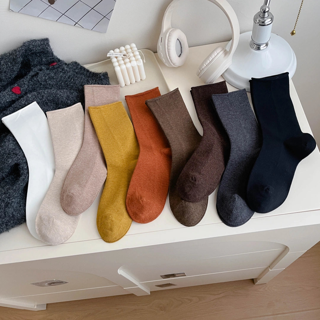 Women's 98% Cotton Classic Roll Top Slouch Crew Socks - product photo showing soft cotton-rich comfort