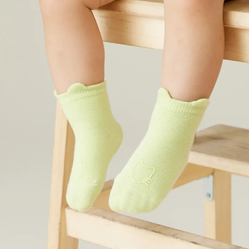 Babies Solid No-slip Socks-4 Pairs