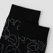Women's Sheer Graphic Rose Calf Socks - product photo showing seamless stretch comfort