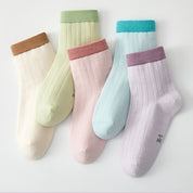 Kids' 97.3% Premium Cotton Solid Crew Socks 5-Pack