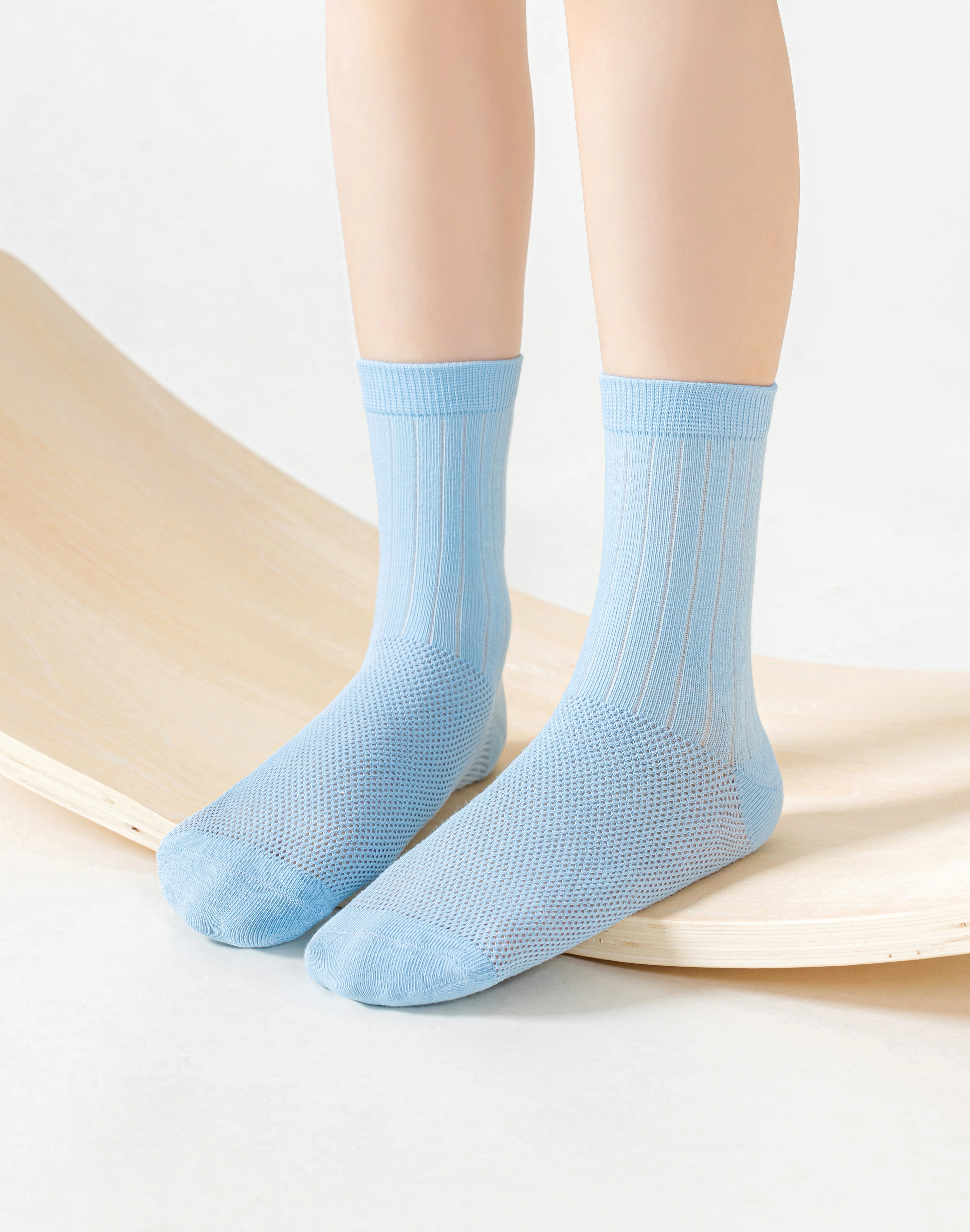 Kids' 99% Cotton Ultra-Soft Mesh Crew Socks (4-Pack) - sock set showing breathable mesh comfort