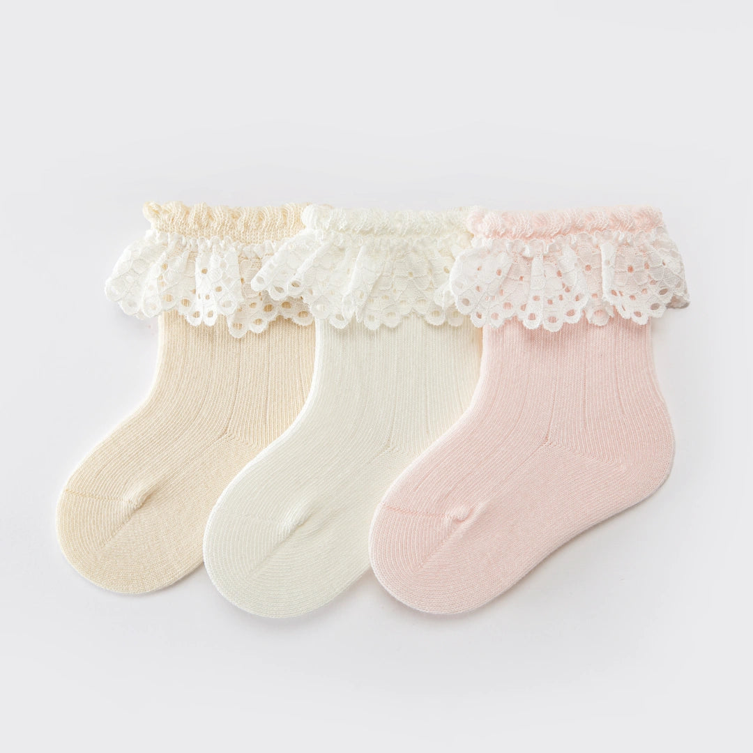Baby’s Vintage Eyelet Lace Ruffle Cotton 3-Pack