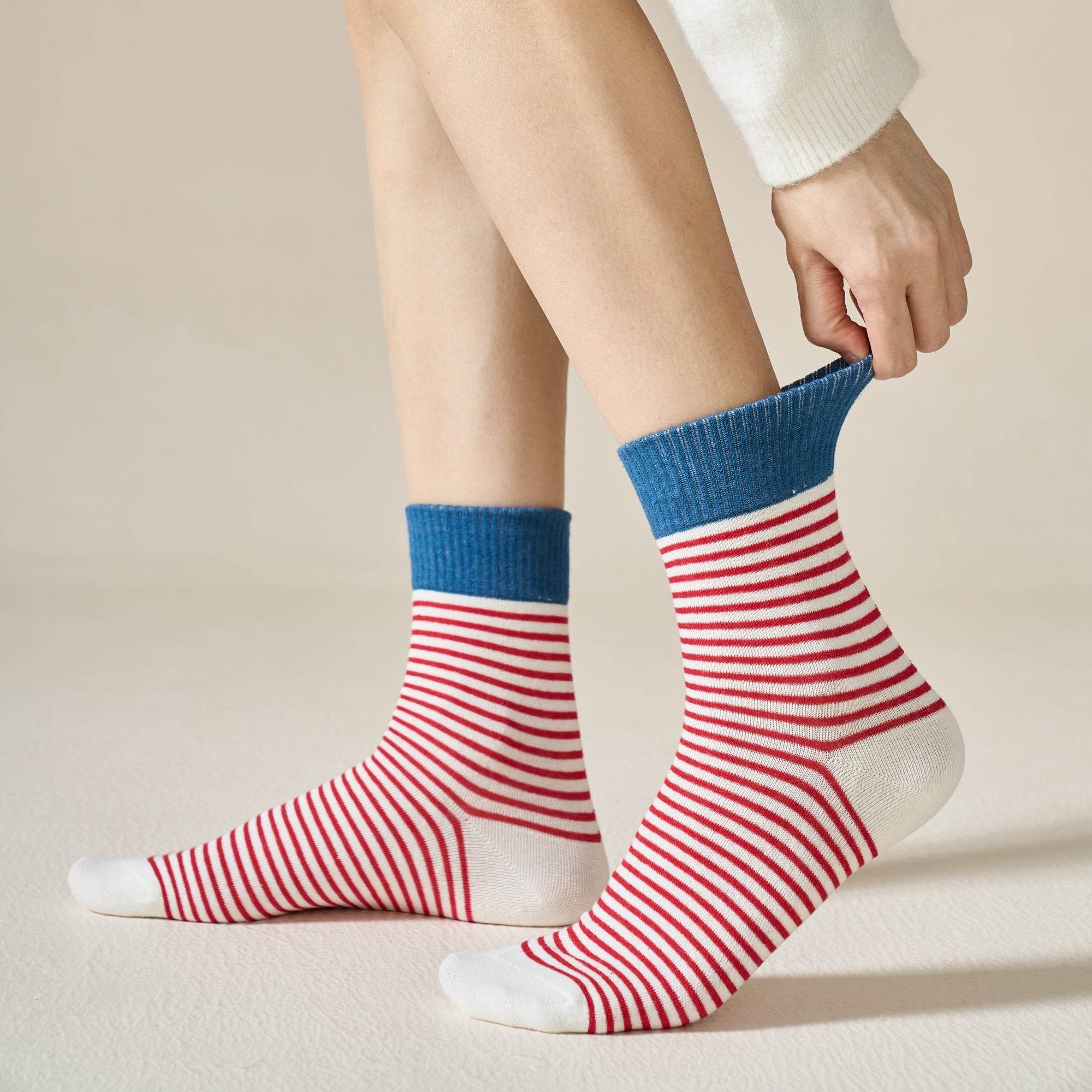 Women's Color Block Cuff Striped Socks - Single Pair