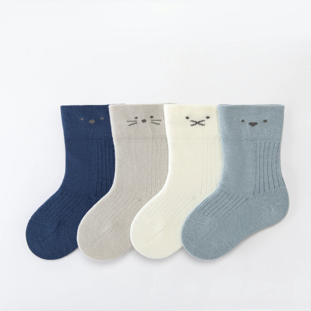 Baby’s Minimalist Line Art Ribbed Crew 4-Pack