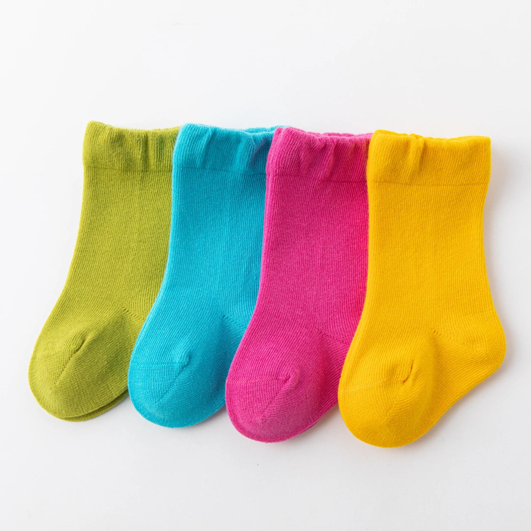 Baby’s Vibrant Candy Rolled Cuff Socks 4-Pack