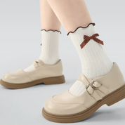 Kid's Girls' Earthy Bow Crew Socks - 3 Pairs