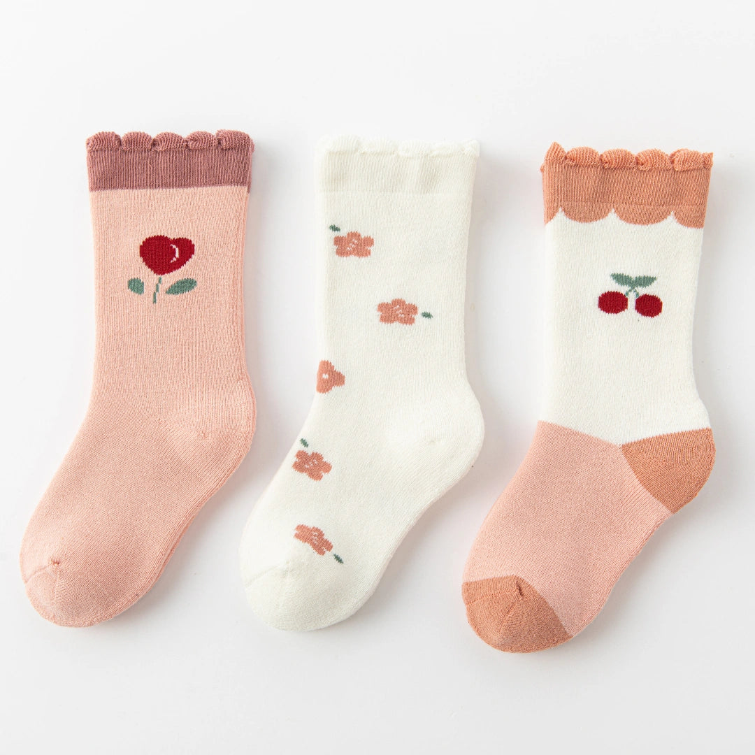 Baby’s Sweet Cherry Winter Thick Terry Socks 3-Pack