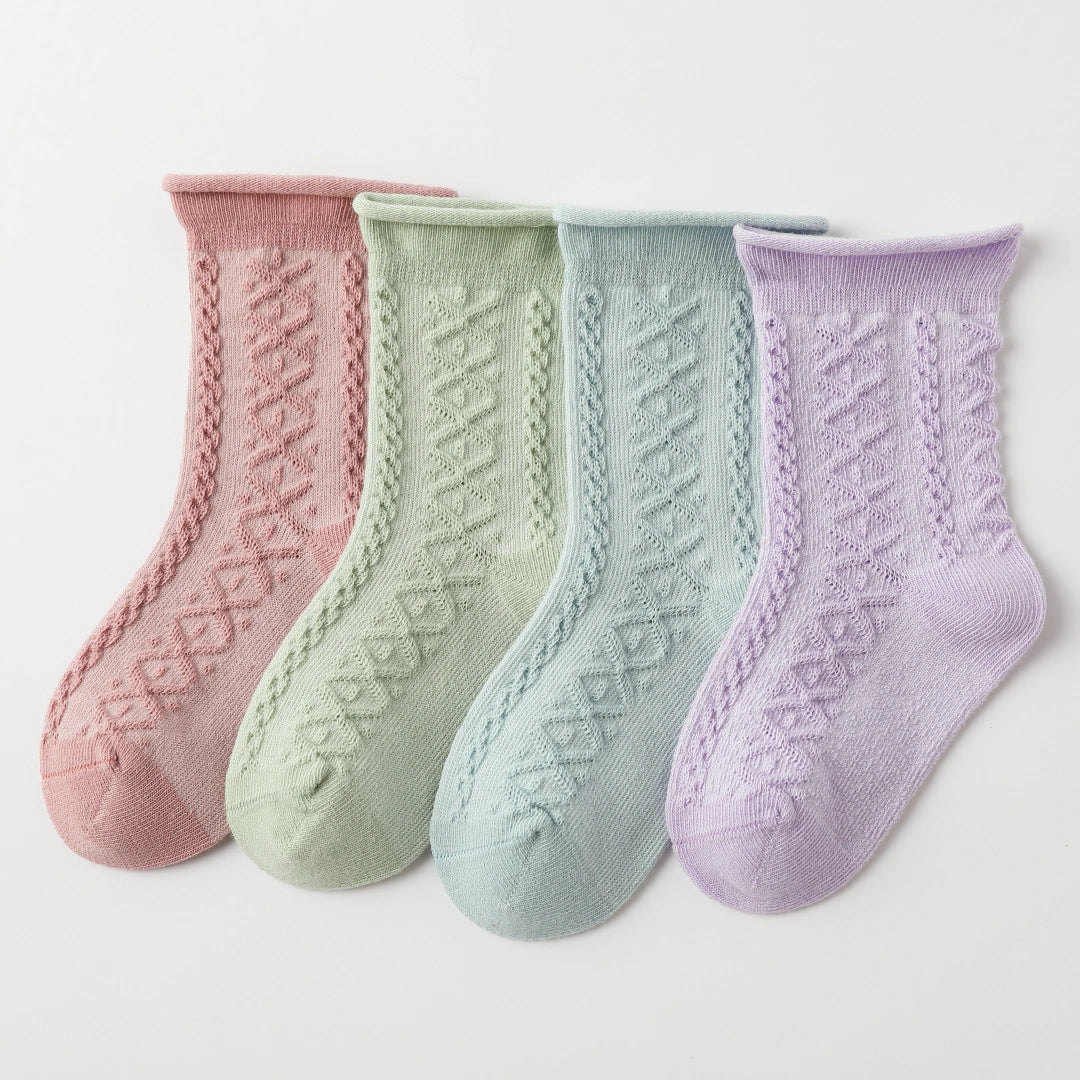 Baby’s Summer Pastel Mesh Socks 4-Pack
