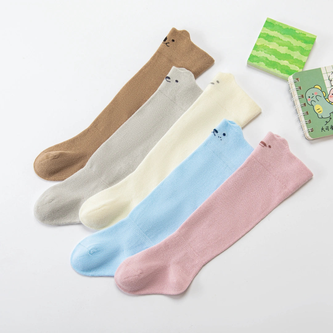 Baby’s Pastel Pals' 3D Ear & Minimalist Face Knee-High