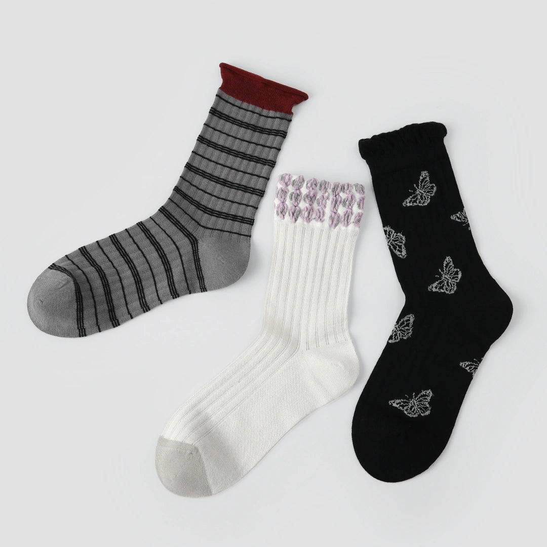 Women's Metallic Shimmer Mesh Crew Socks (3-Pack) - sock set showing breathable mesh comfort