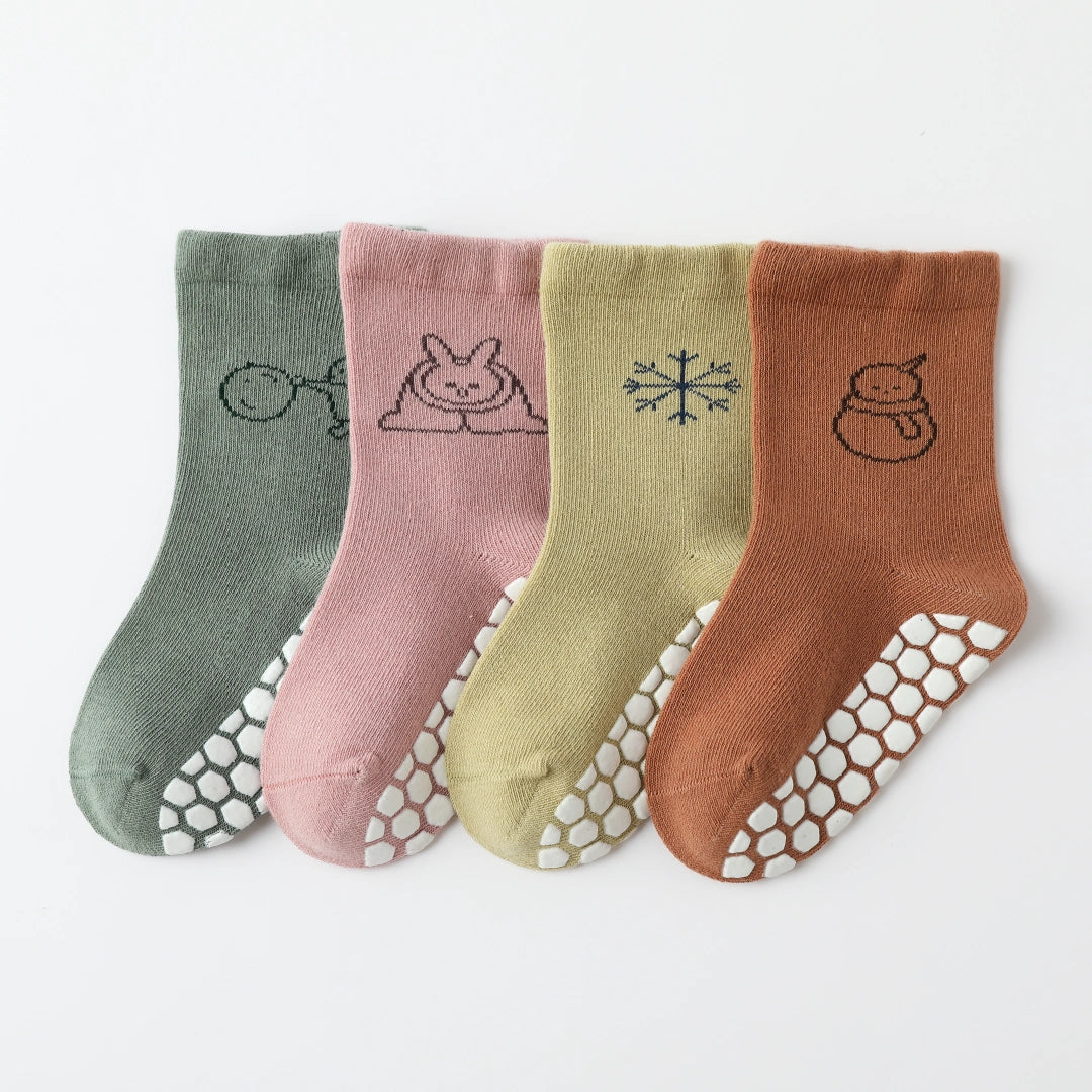 Cozy Winter Non-Slip Floor Socks 4-Pack