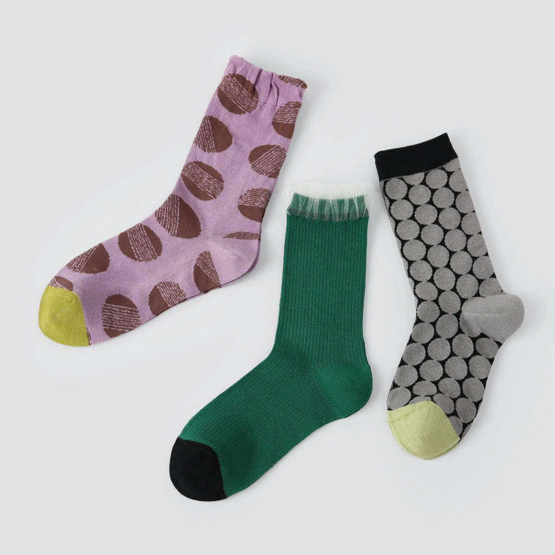 Women's Geometric Mesh Crew Socks (3-Pack) - sock set showing breathable mesh comfort