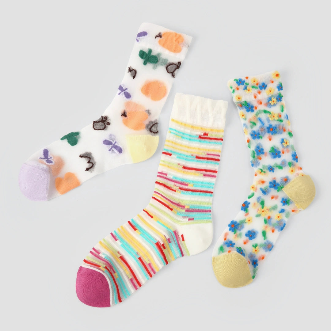Aura Abstract Geometric Sheer Socks 3-Pack