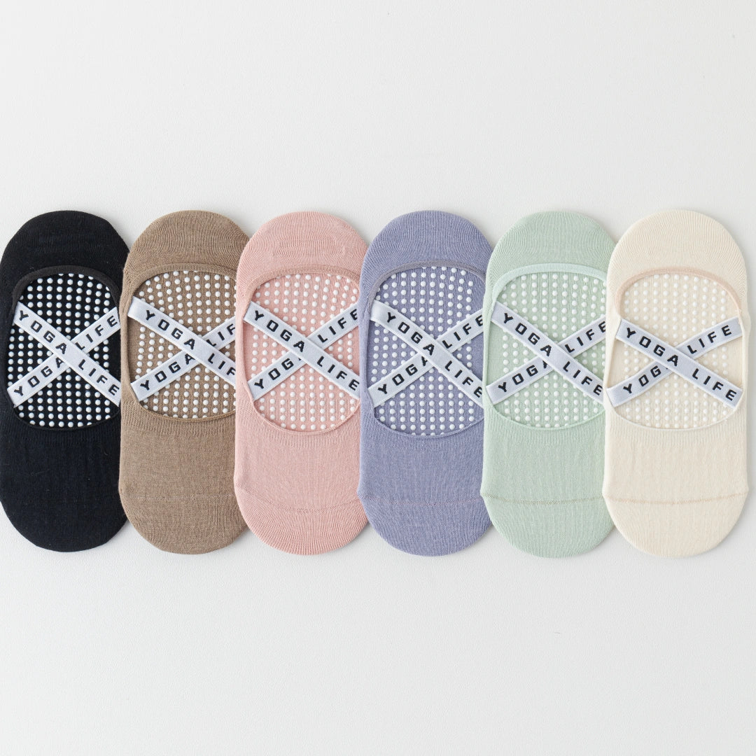 Women's 95% Cotton Yoga Ballet Socks - product photo showing secure grip comfort