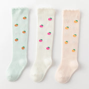 Baby & Toddler Sweet Fruit Garden Lettuce Edge Knee-High 3-Pack - sock set showing secure grip comfort
