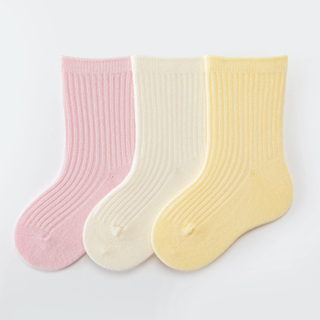 Baby’s Candy Pastel Solid Ribbed Socks 3-Pack