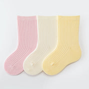 Baby’s Candy Pastel Solid Ribbed Socks 3-Pack
