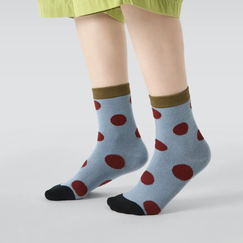 Kid's Modern Retro Style Crew Socks - 5 Pairs