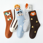 Kid‘s Winter Story 3D Lion & Scarf Cotton Socks (5-Pack)