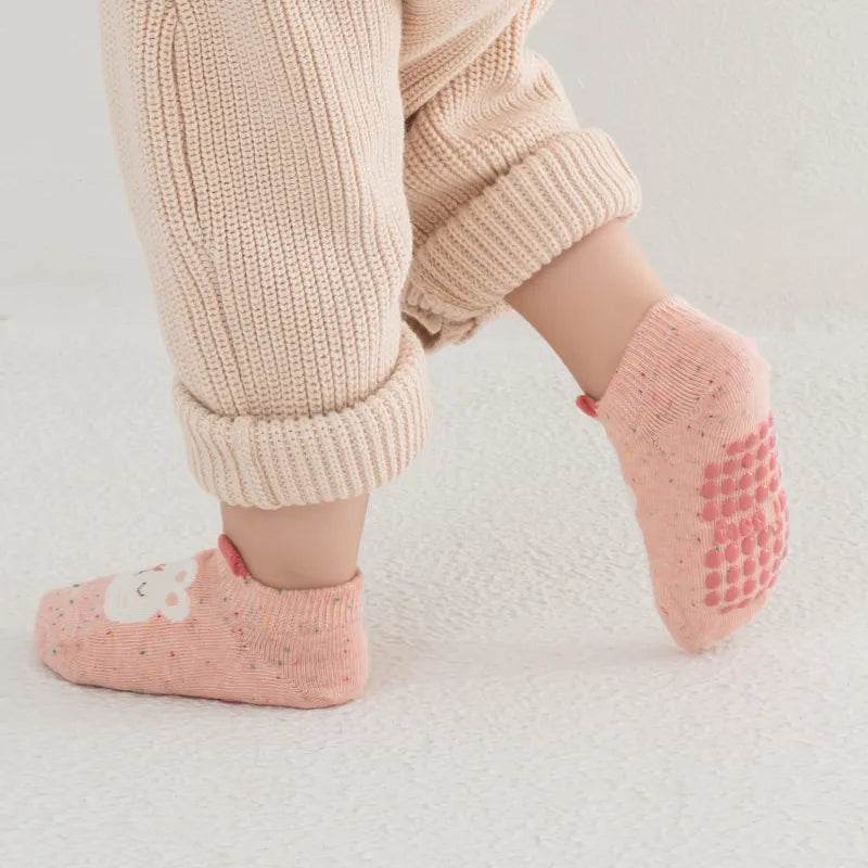 Babies' No-Show Grip Socks-5 Pairs