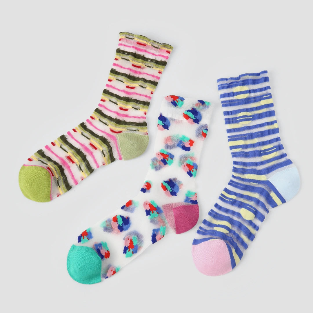 Aura Prism Creative Sheer Art Socks 3-Pack