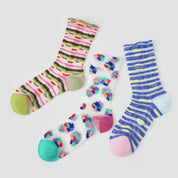 Aura Prism Creative Sheer Art Socks 3-Pack - sock set showing secure grip comfort