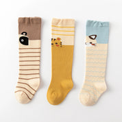Baby’s Cartoon Tiger & Panda Striped Knee-High Socks 3-Pack