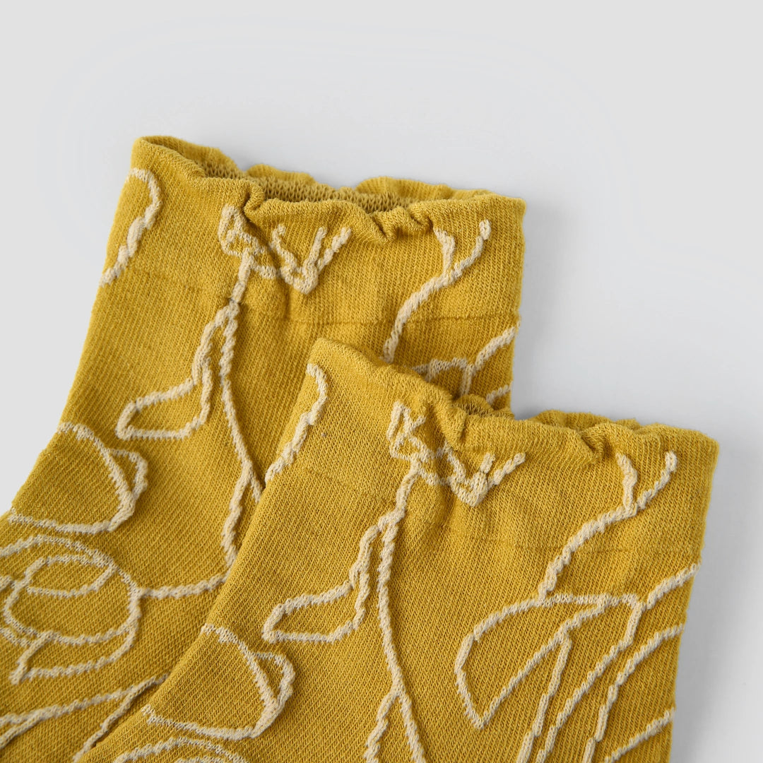 Premium Jacquard Cotton Socks in Sage & Earth Tones 3-Pack