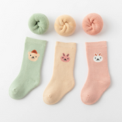 Baby’s Fuzzy Terry Rabbit Embroidery Socks 3-Pack