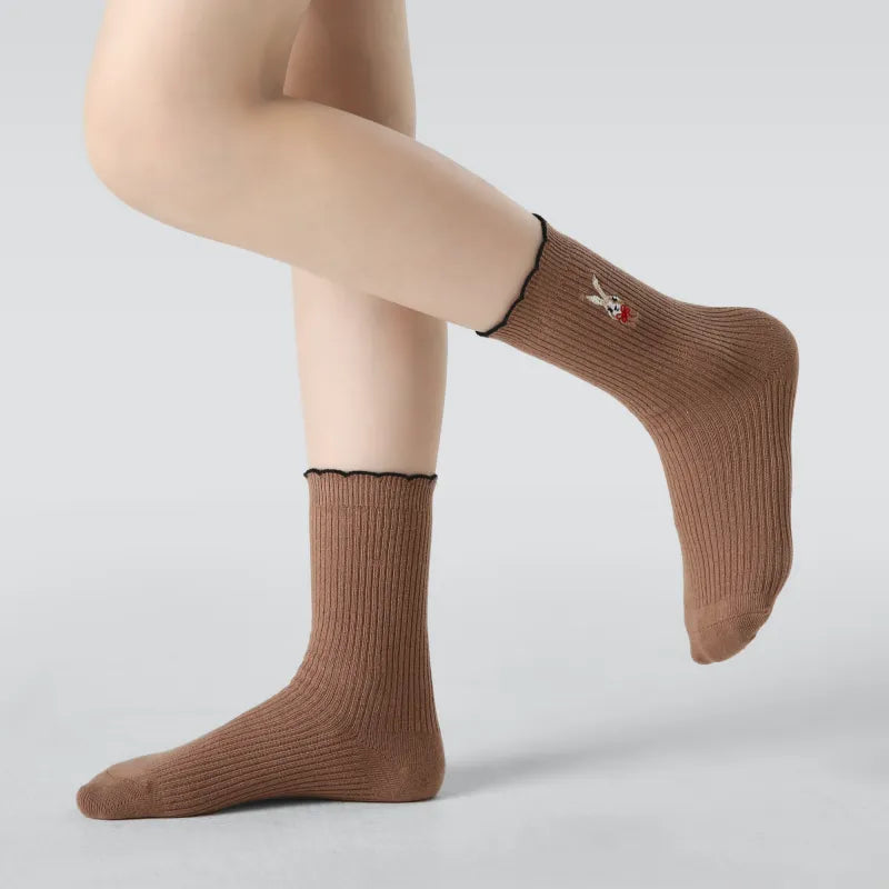 Kid's Sweet Earthy Ribbed Socks - 3 Pairs
