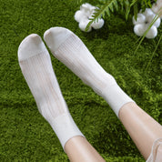 "Breezy Stretch" Ultra-Thin Mesh Quarter Socks - product photo showing breathable mesh comfort