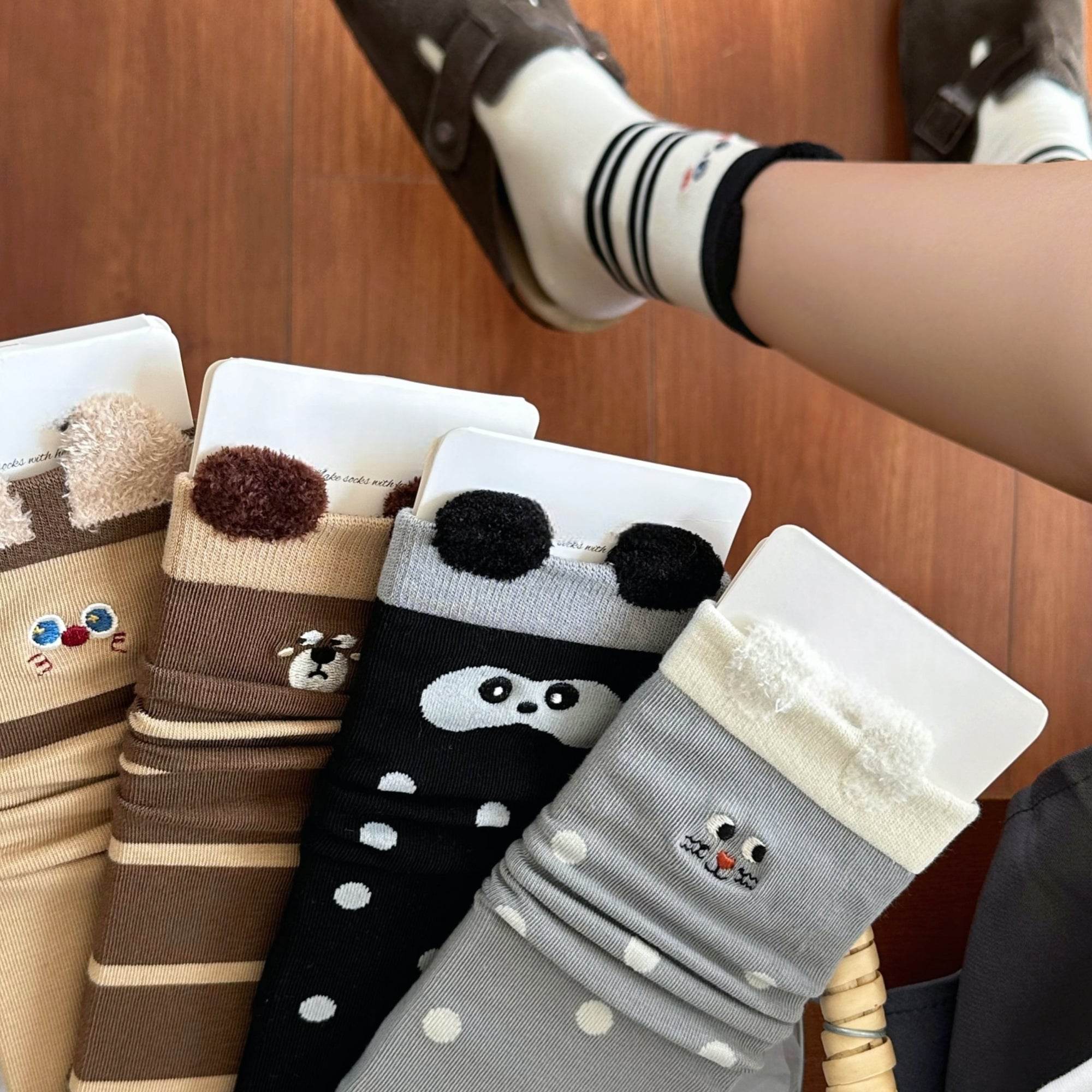Women's Cute 3D Animal Ear Crew Socks - Single Pair