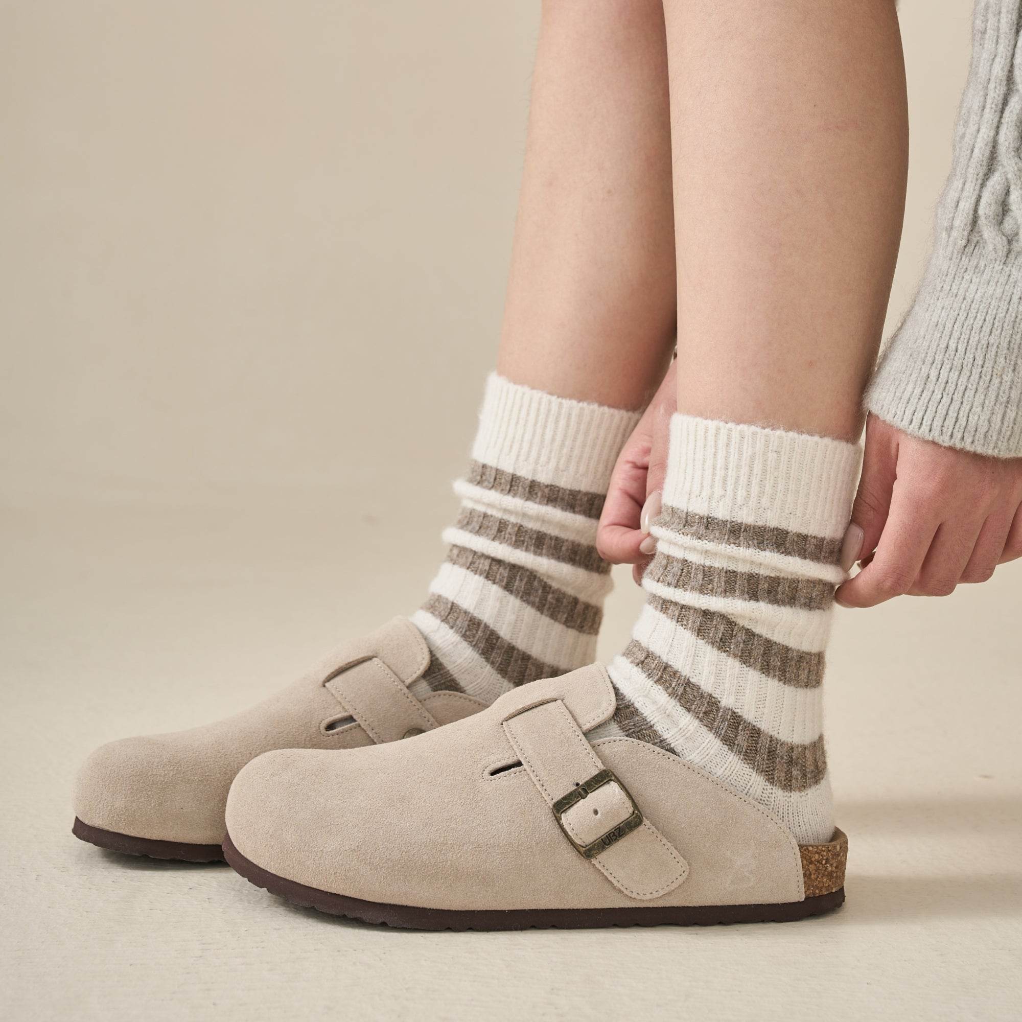 Women's Cozy Wool Blend Striped Socks - Single Pair