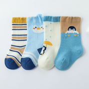 Baby’s Happy Penguin Cotton Crew Socks 4-Pack