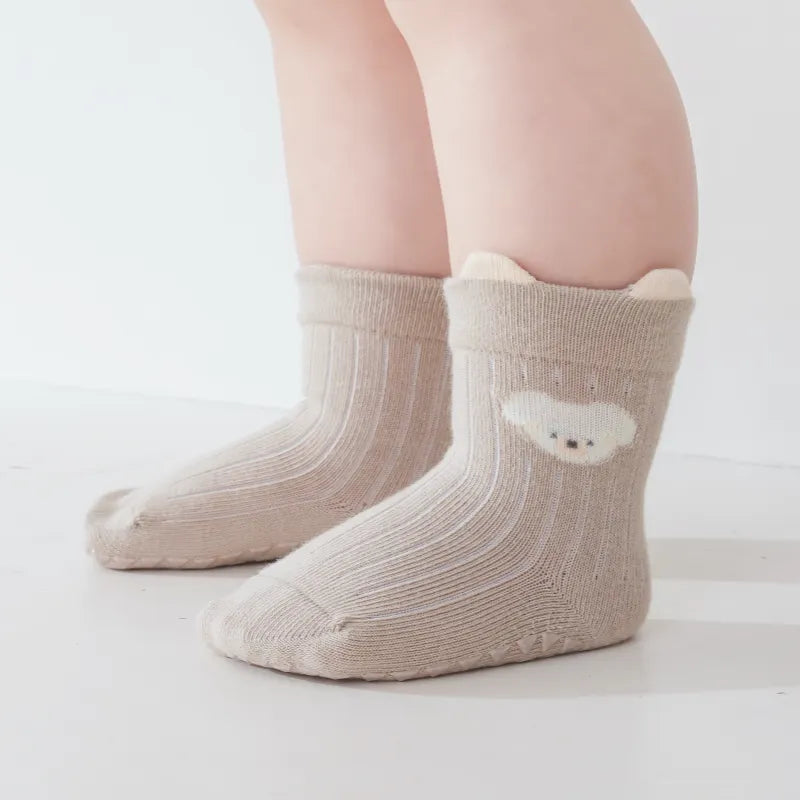 Babies Peekaboo Bear Grip Socks-3 Pairs