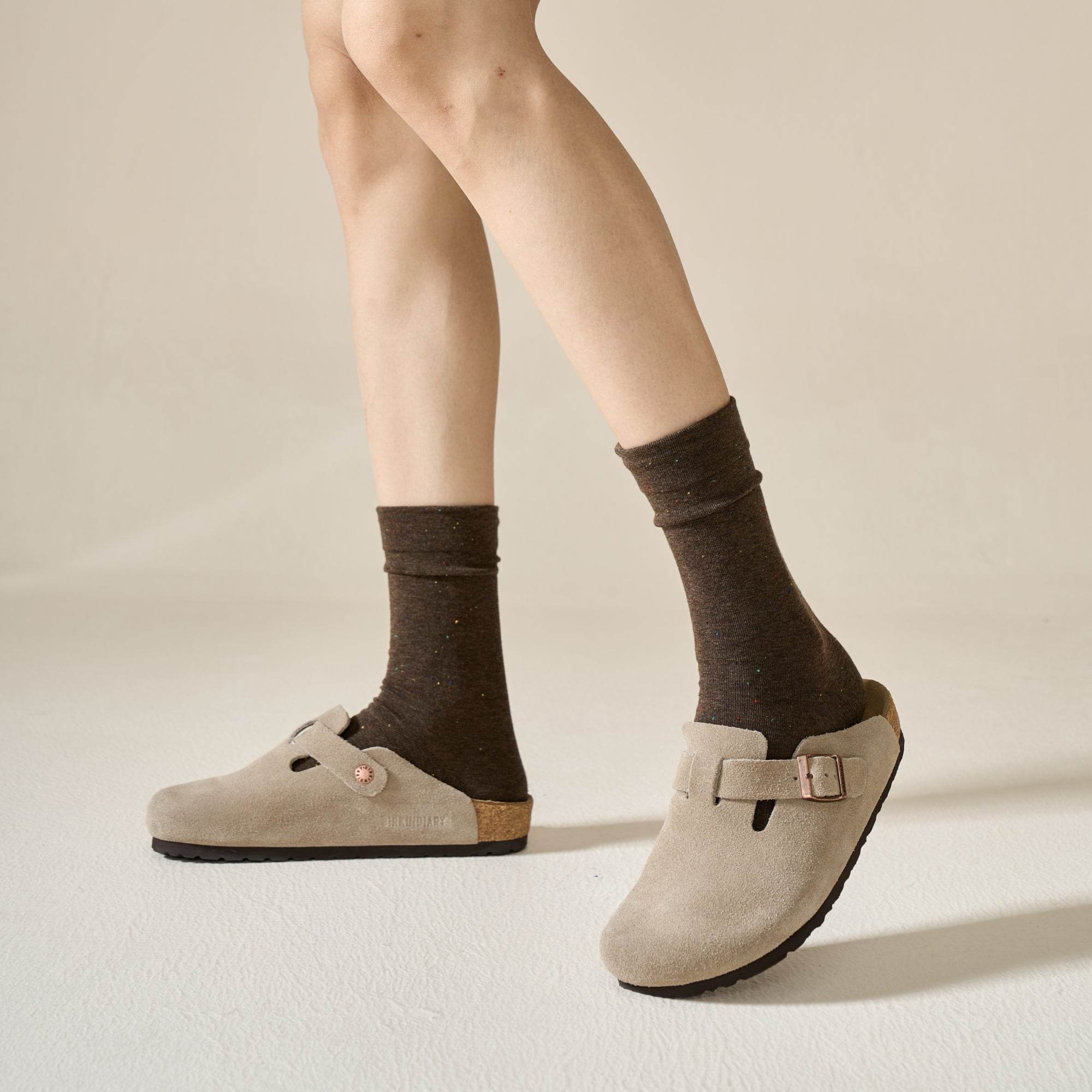 Women's Seamless Speckled Cotton Crew Socks - Single Pair