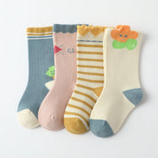 Baby’s Happy Flower & Ruffle Cotton Crew Socks 4-Pack