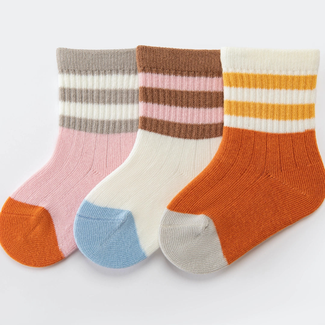 Baby’s Retro Colorblock Stripe Crew 3-Pack
