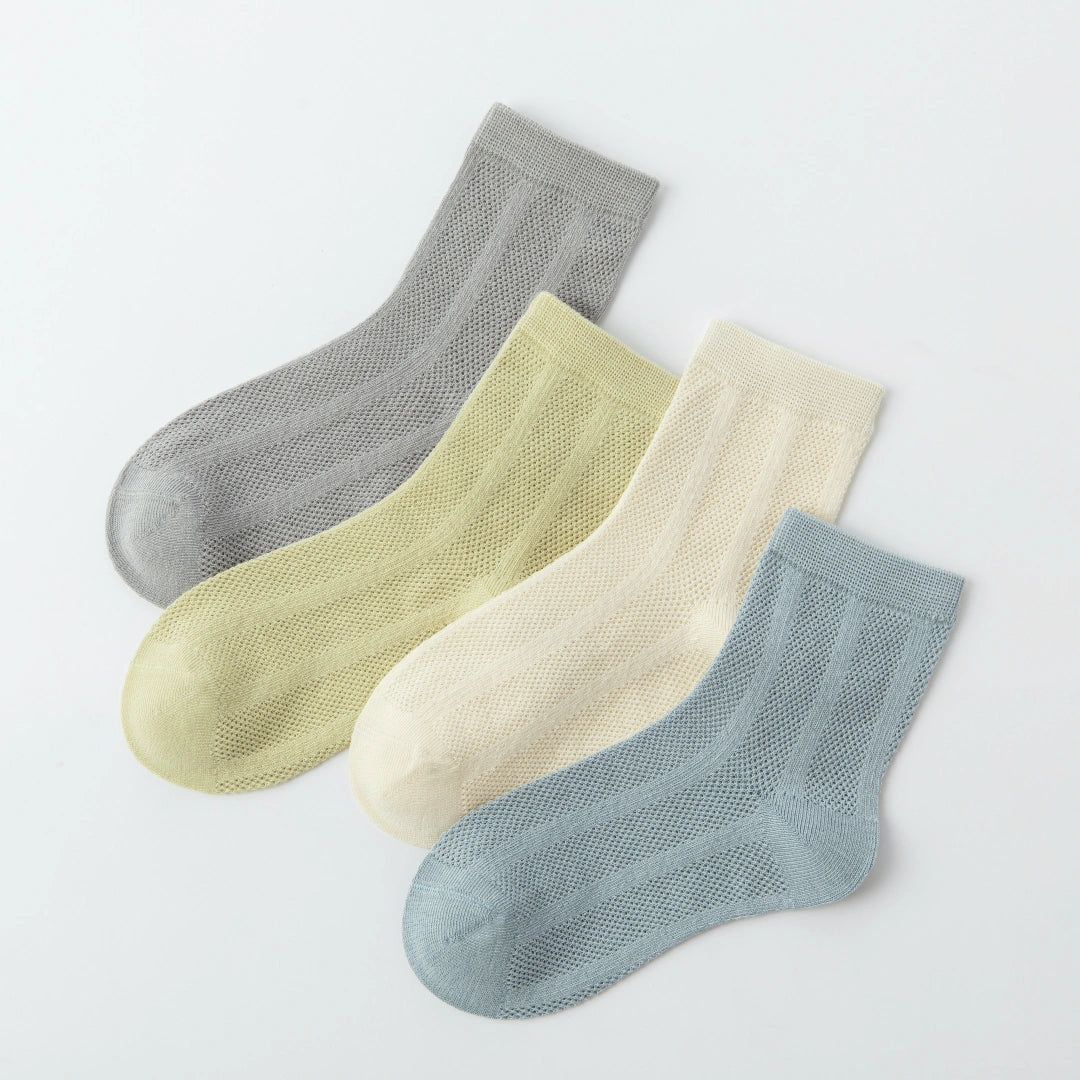Kids' Organic Cotton Mesh Quarter Socks 4-Pack