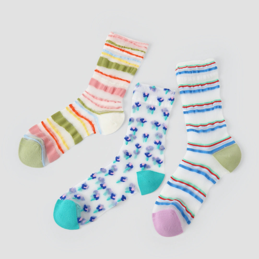Aura Palette Geometric Sheer Socks 3-Pack