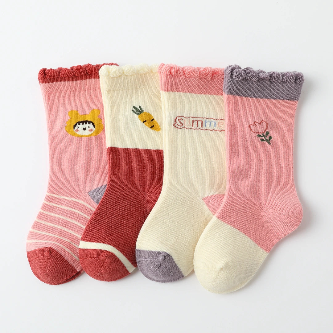 Baby’s Sweetheart & Carrot Ruffle Socks 4-Pack